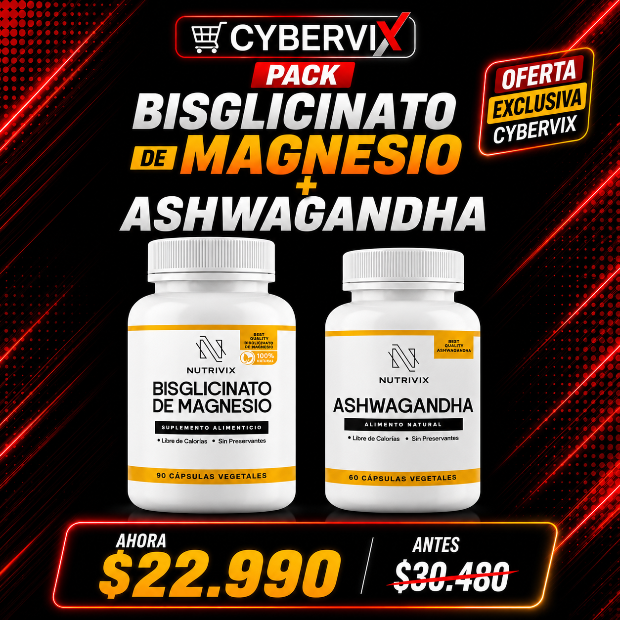 PACK Bisglicinato de Magnesio + Ashwagandha – Oferta Cyber VIX
