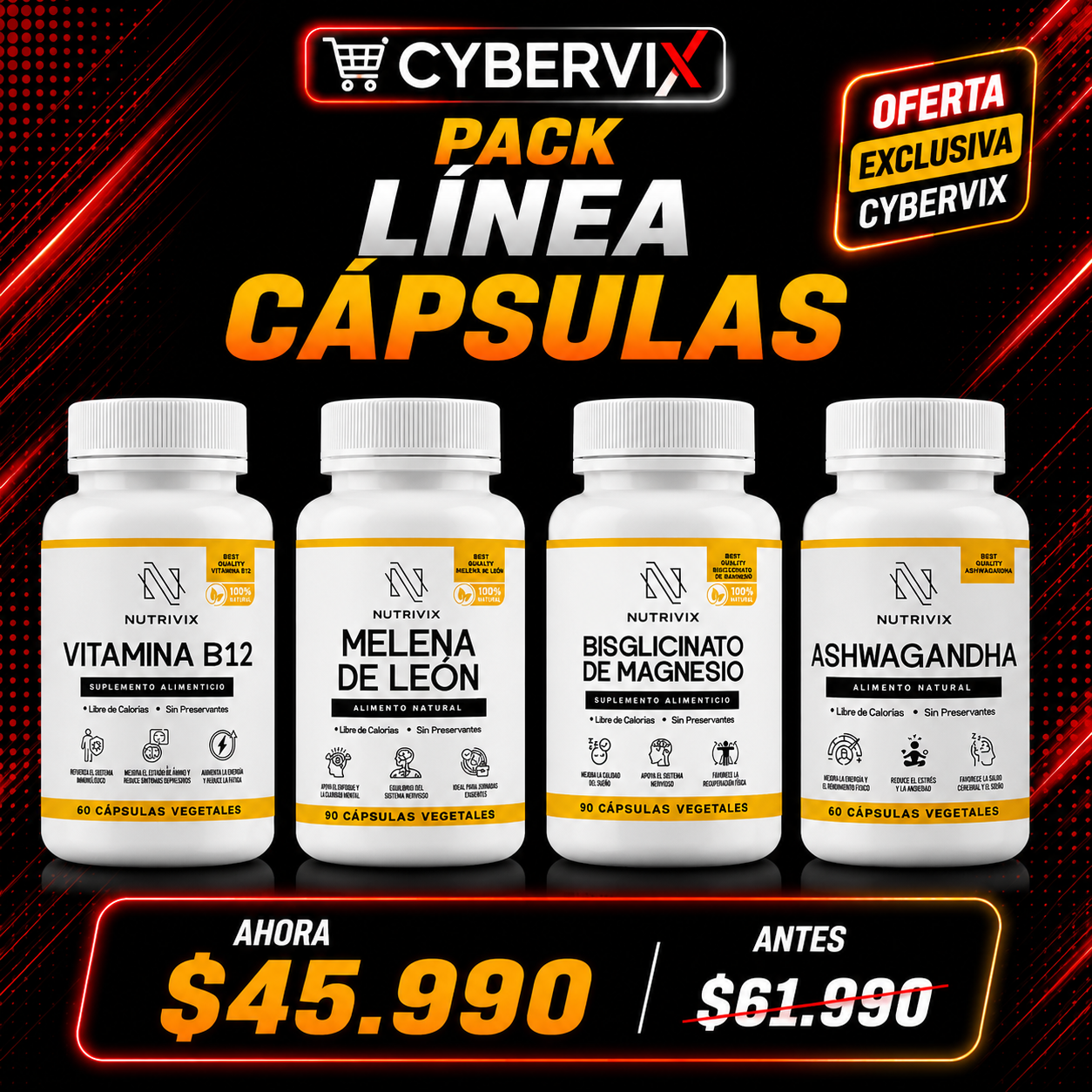 PACK Línea Cápsulas Vegetales – Oferta Cyber VIX